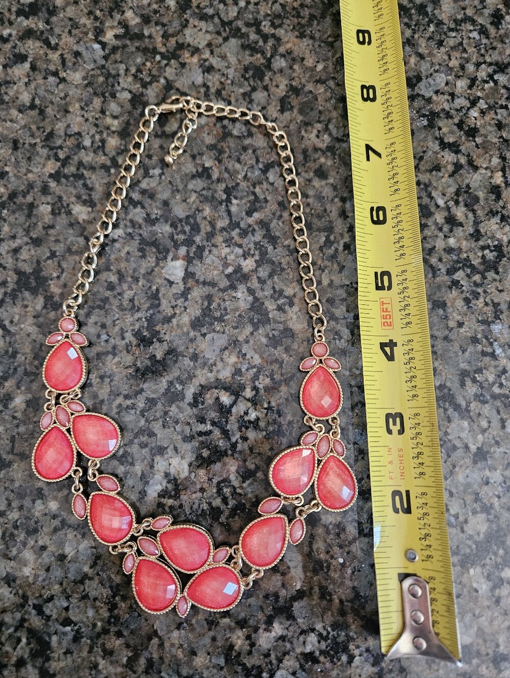 Gold-Tone Apricot Teardrop Statement Necklace